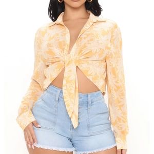 Sheer front tie Blouse